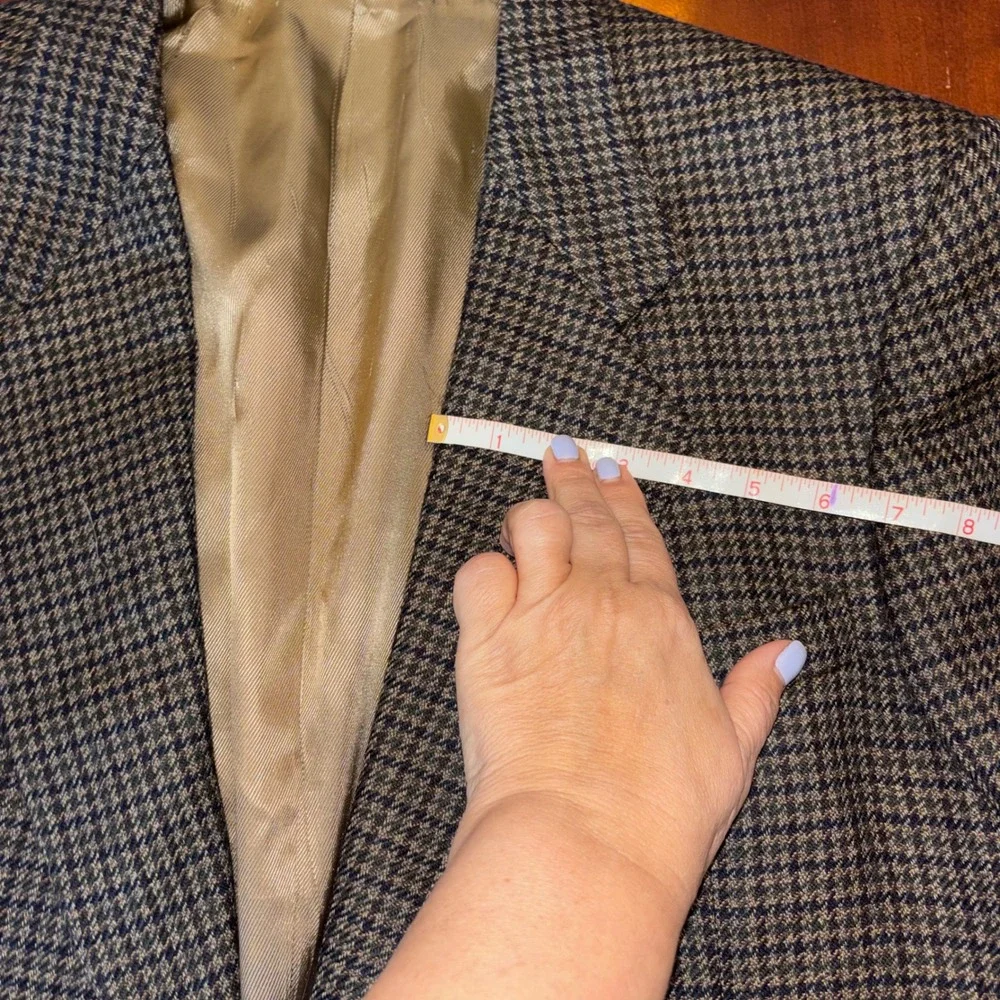 Oscar de la Renta | Mens 46L | 100% Wool Houndstooth‎ Blazer | Brown | FLAW